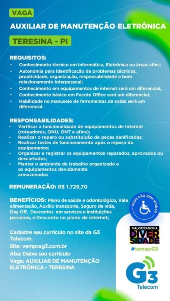 Vaga de emprego para Auxiliar de Manutenção Eletrônica