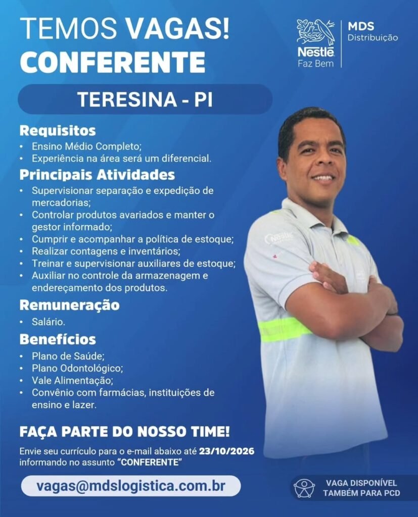 Vaga de emprego para Conferente