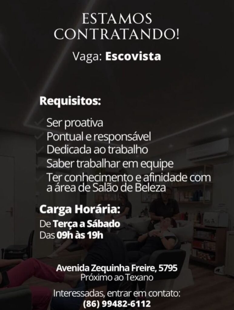 Vaga de emprego para Escovista