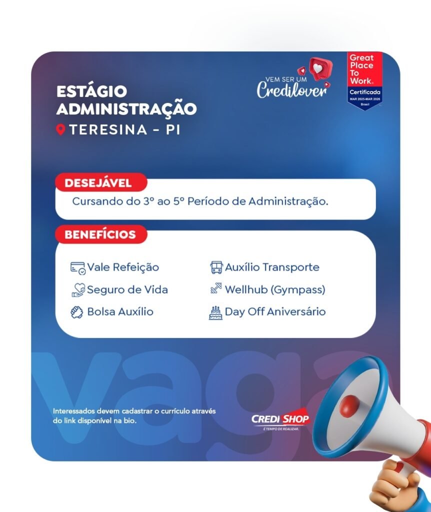 Vaga de Estágio para Administração 