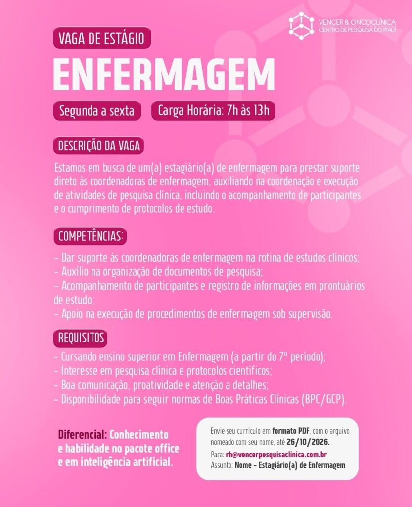 Vaga de Estágio para Enfermagem