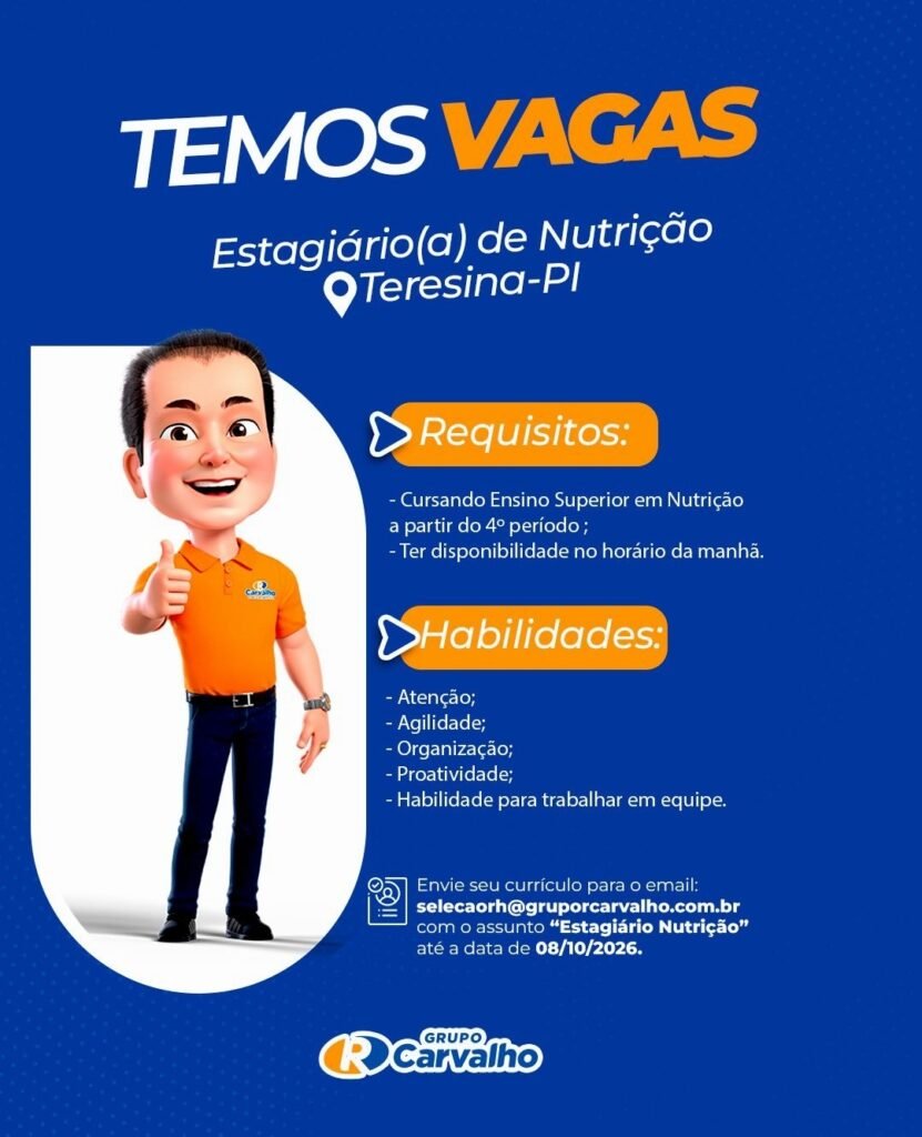 Vaga de Estágio para Nutrição