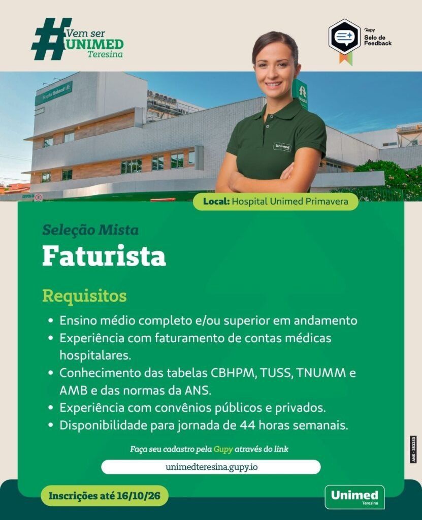 Vaga de emprego para Faturista