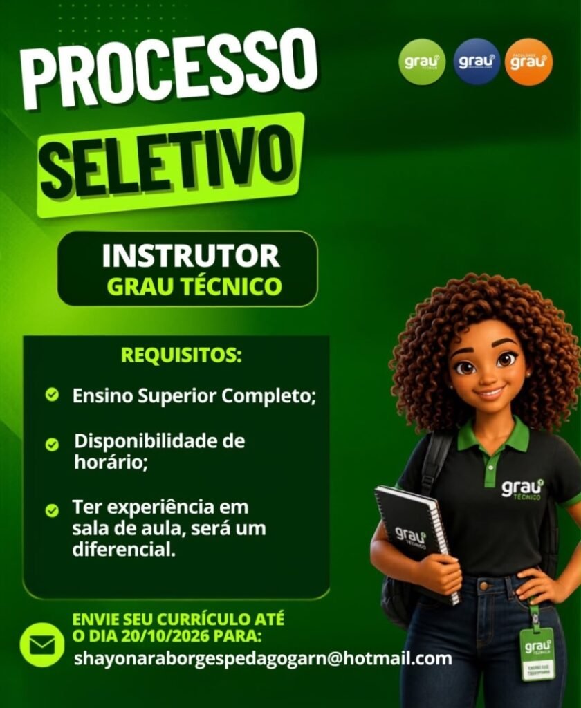 Vaga de emprego para Instrutor