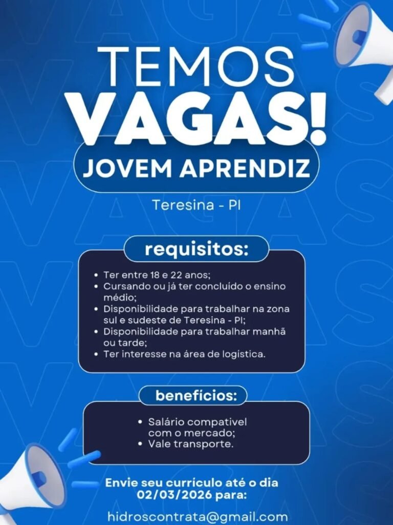 Vaga de emprego para Jovem Aprendiz
