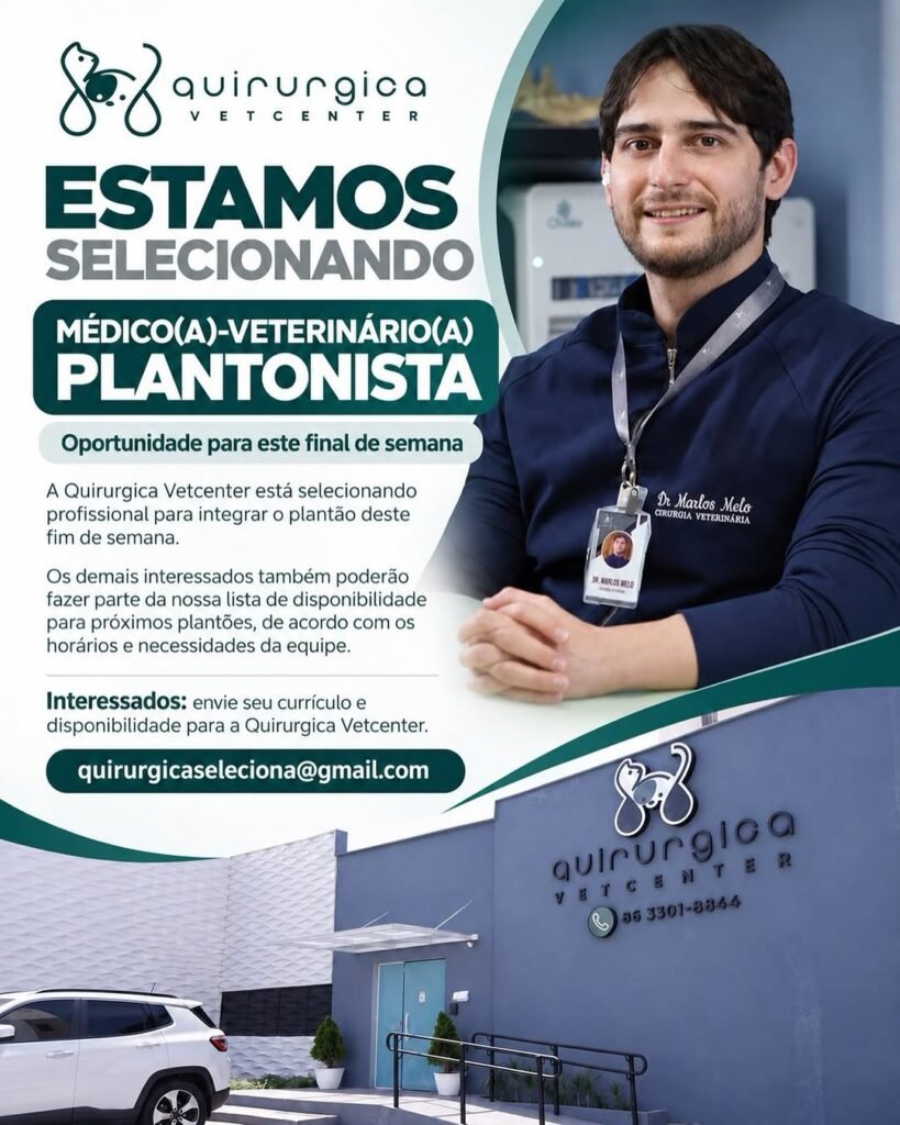 Vaga de emprego para Médico(a) Veterinário(a) Plantonista