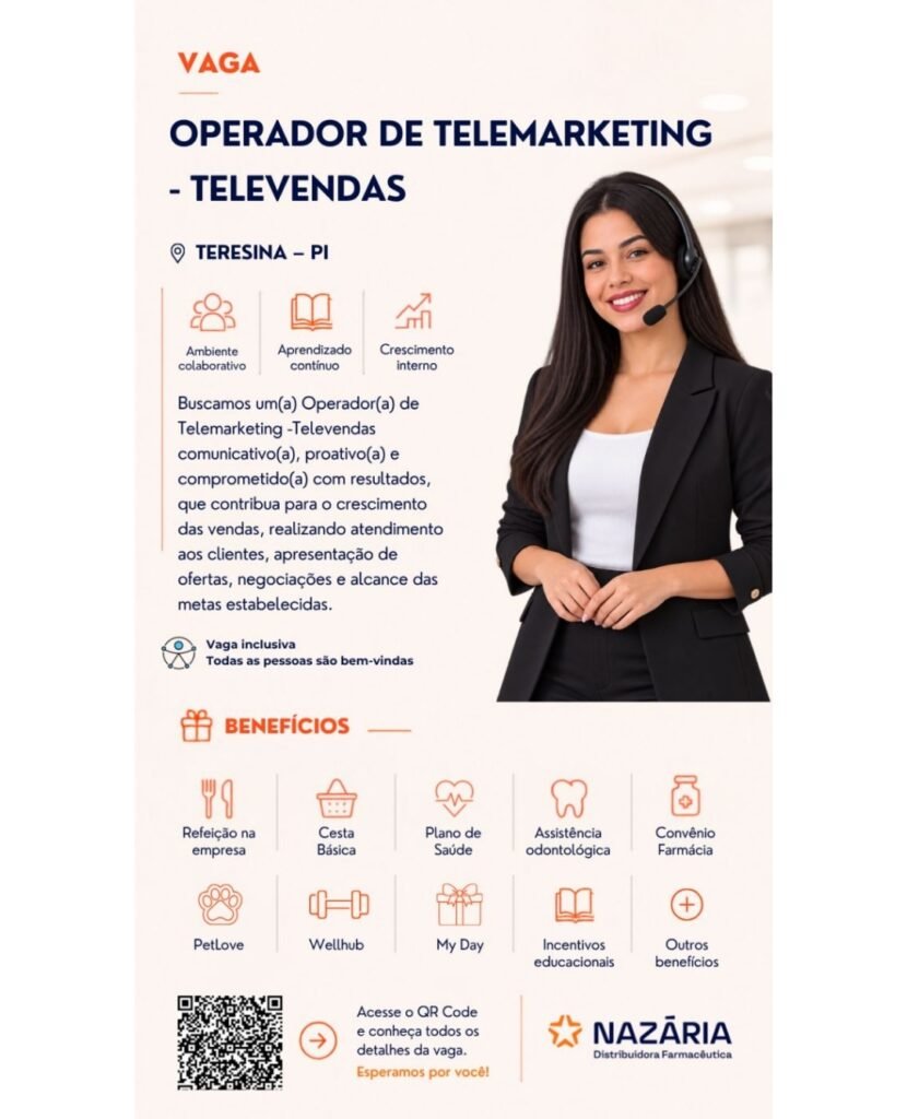 Vaga de emprego para Operador de Telemarketing