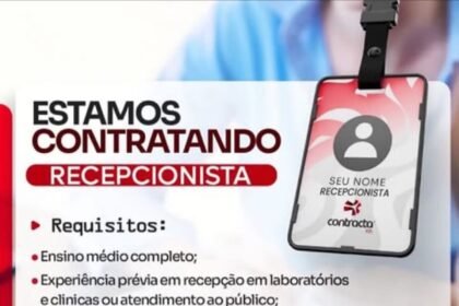 Vaga de emprego para Recepcionista