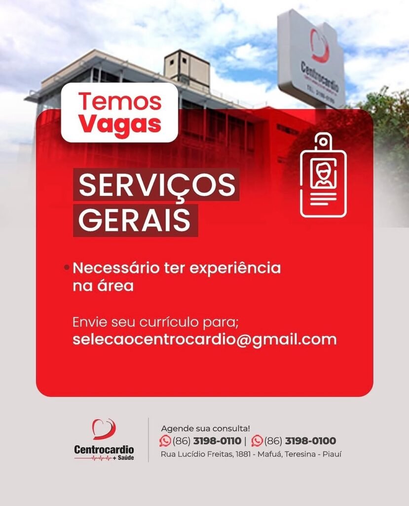 Vaga de emprego para Serviços Gerais