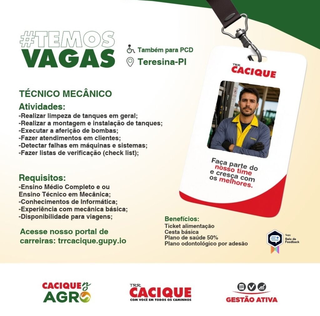 Vaga de emprego para Técnico Mecânico