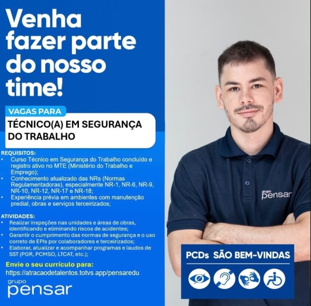 Vaga de emprego para Técnico(a) em Segurança do Trabalho