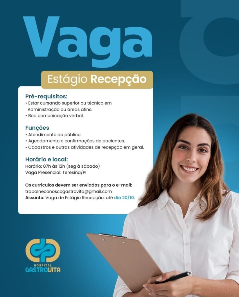 Vaga de Estágio para Recepção