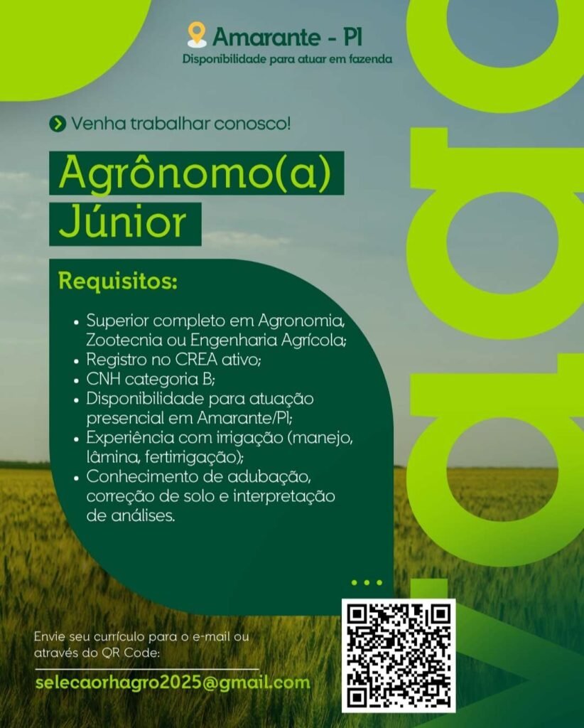 Vaga de emprego para Agrônomo(a) Júnior em Amarante
