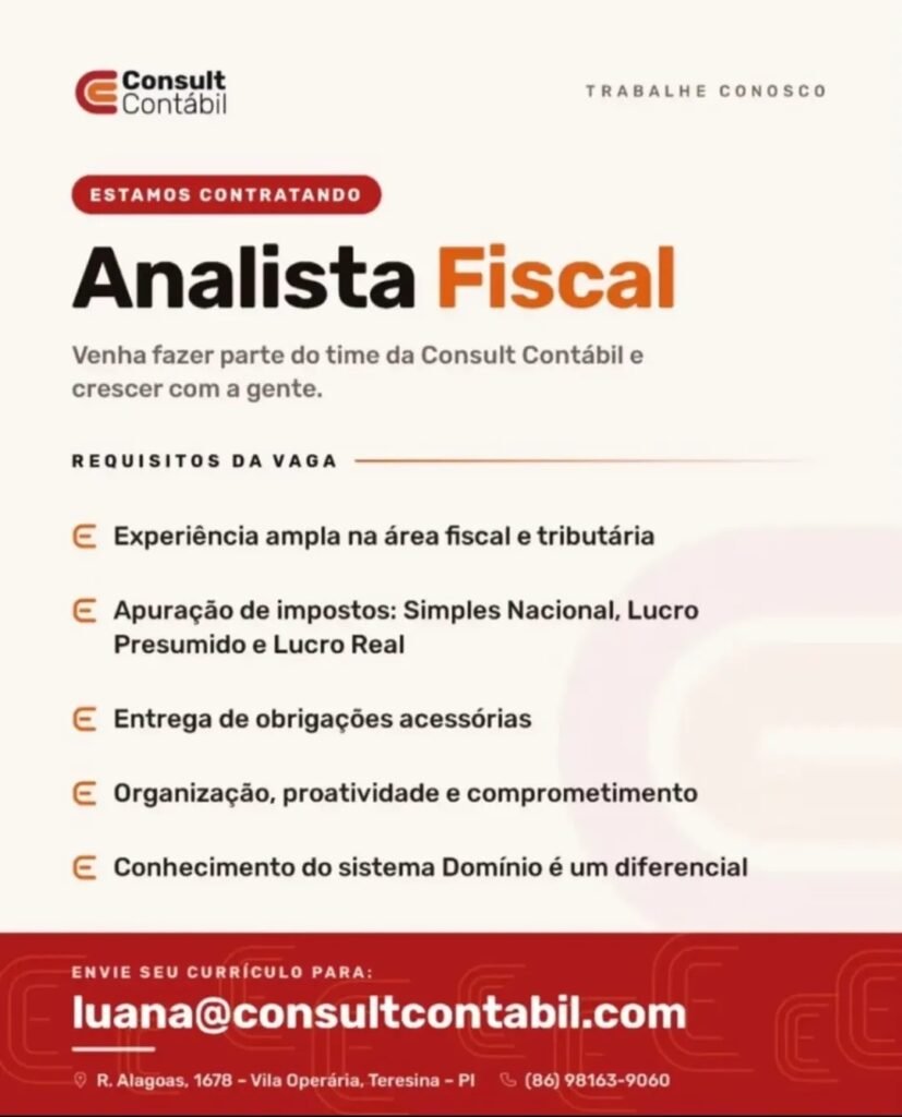 Vaga de emprego para Analista Fiscal