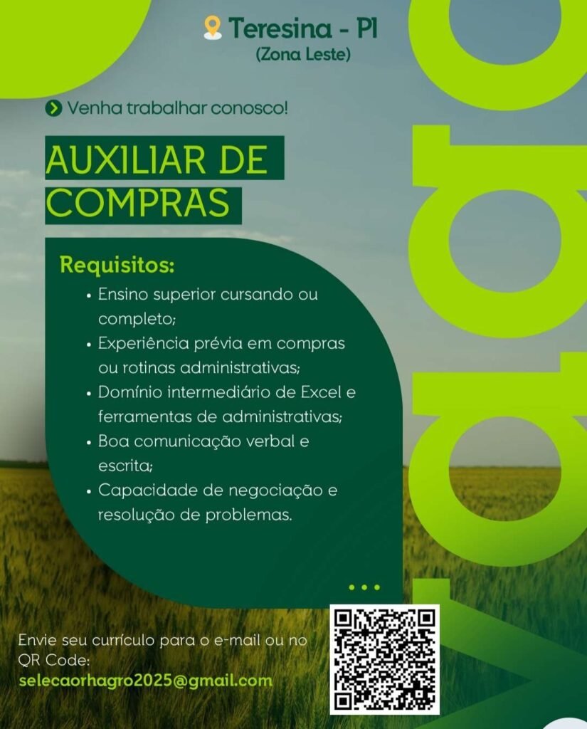 Vaga de emprego para Auxiliar de Compras em Teresina