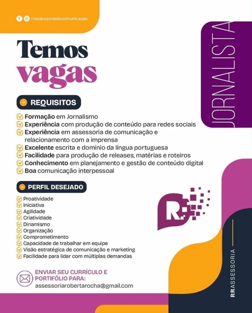 Vaga de emprego para Jornalista