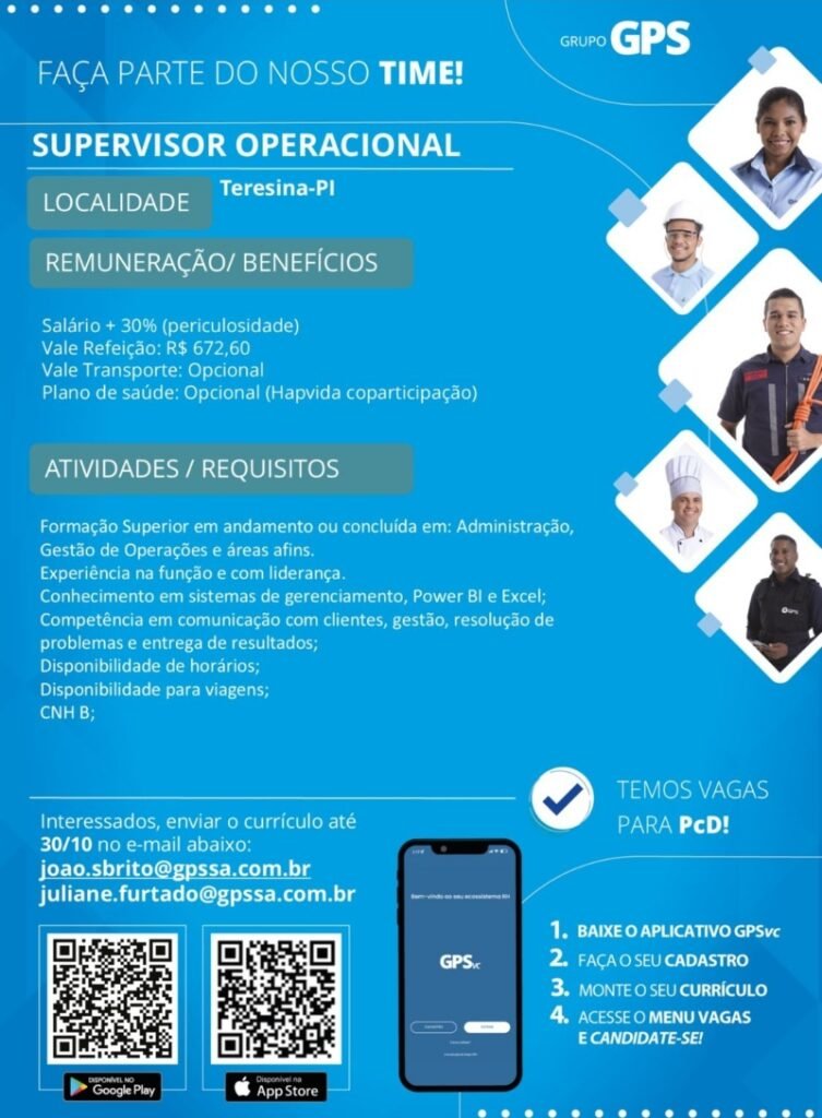 Vaga de emprego para Supervisor Operacional