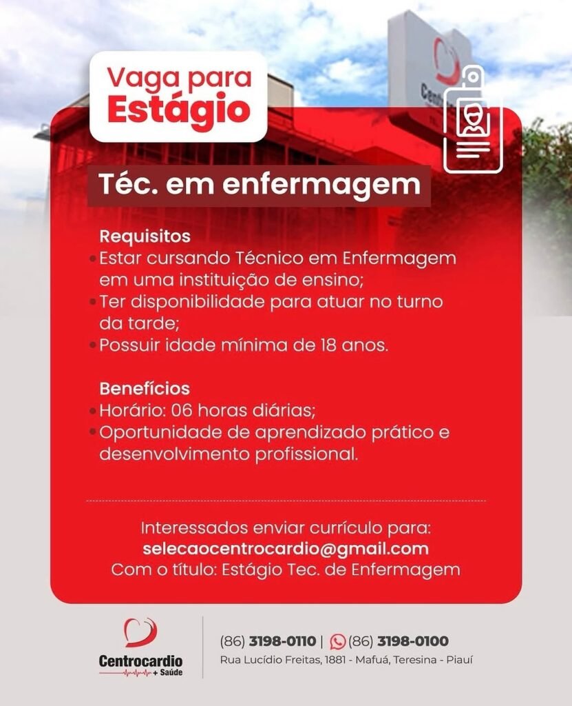 Vaga de Estágio para Téc. em Enfermagem