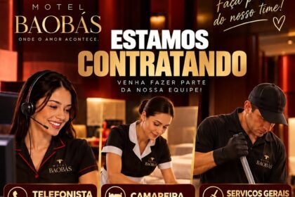 Vaga de emprego para Telefonista, Camareira e Serviços Gerais