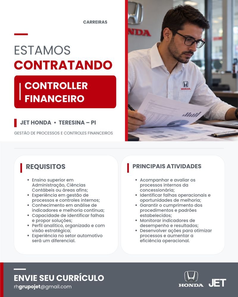 Vaga para Controller Financeiro em Teresina