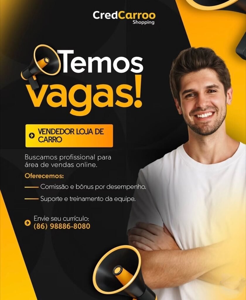 Vaga de emprego para Vendedor Loja de Carro