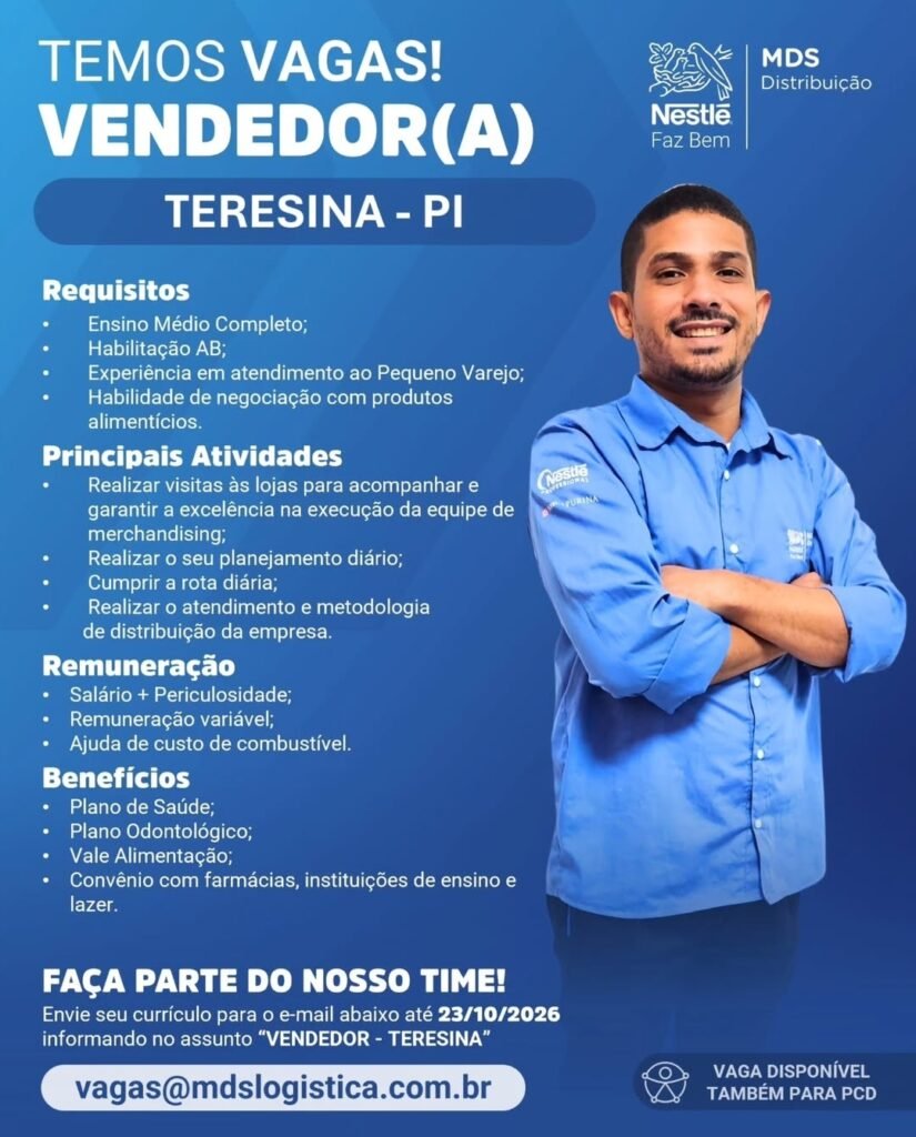 Vaga de emprego para Vendedor(a)